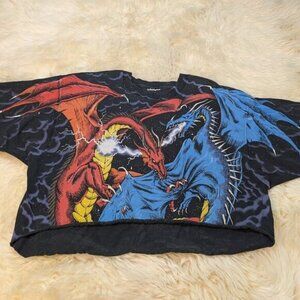 Vtg Liquid Blue Dueling Dragons Blue and Red Double Sided - ALTERED